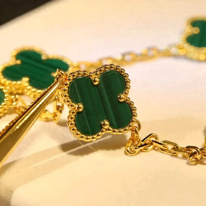 [LOXURA] CLOVER 5 MOTIF MALACHITE BRACELET COLLECTION