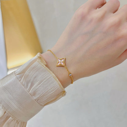 [LOXURA]STAR 1 DIAMOND PINK GOLD BRACELET
