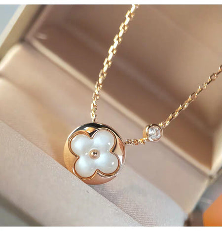 [LOXURA]SUN MOP GOLD 1 DIAMOND NECKLACE