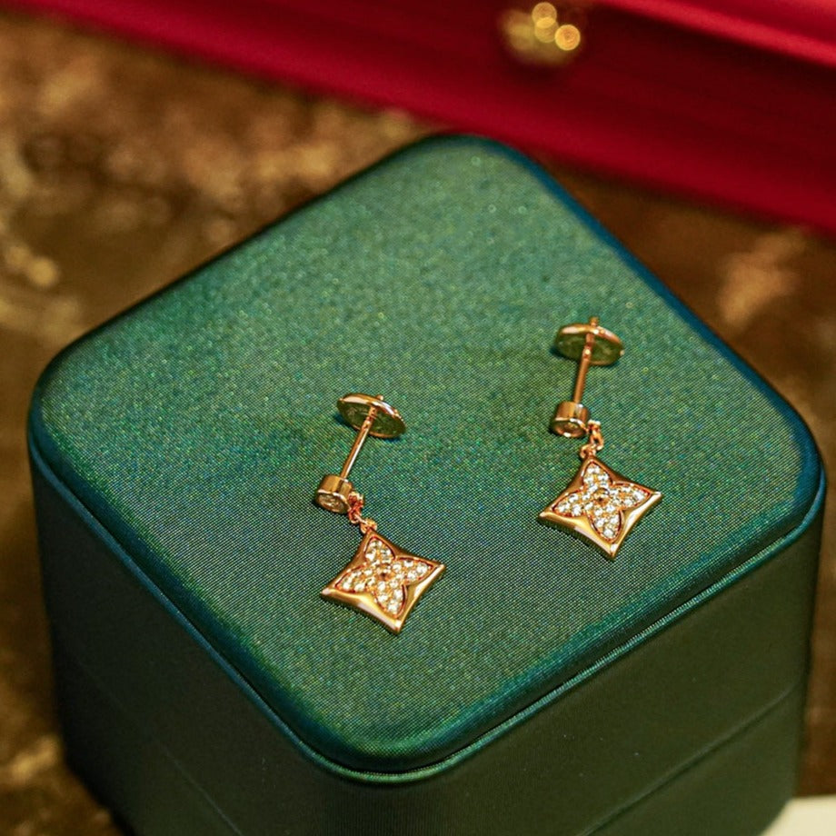 [LOXURA]STAR DIAMONDS EARRINGS GOLD