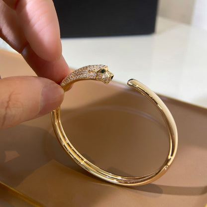 [LOXURA]PANTHERE GOLD DIAMOND OPEN BRACELET