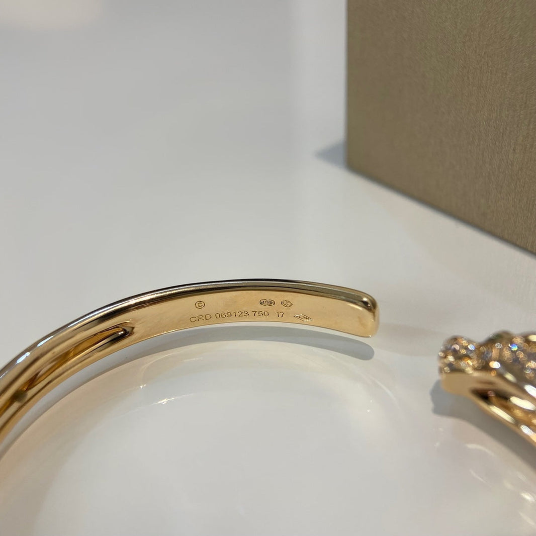 [LOXURA]PANTHERE GOLD DIAMOND OPEN BRACELET