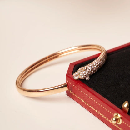 [LOXURA]PANTHERE ROSE GOLD DIAMOND OPEN BRACELET