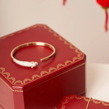 [LOXURA]PANTHERE ROSE GOLD DIAMOND OPEN BRACELET
