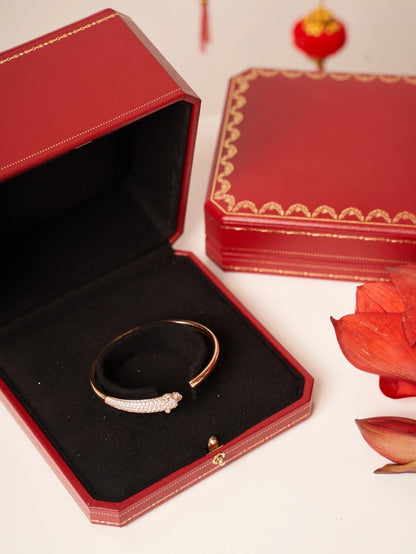 [LOXURA]PANTHERE ROSE GOLD DIAMOND OPEN BRACELET