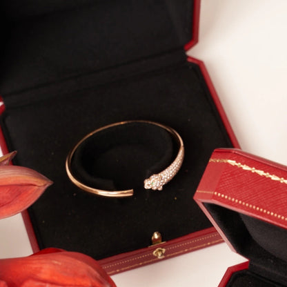 [LOXURA]PANTHERE ROSE GOLD DIAMOND OPEN BRACELET
