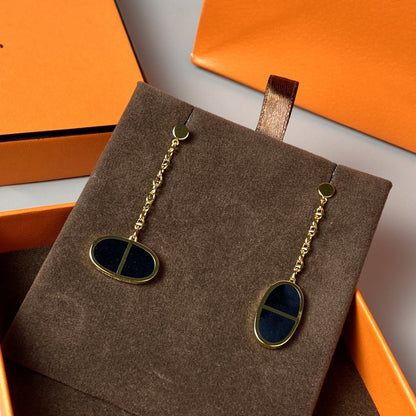 [LOXURA]CHAINE VERSO BLACK CERAMIC EARRINGS