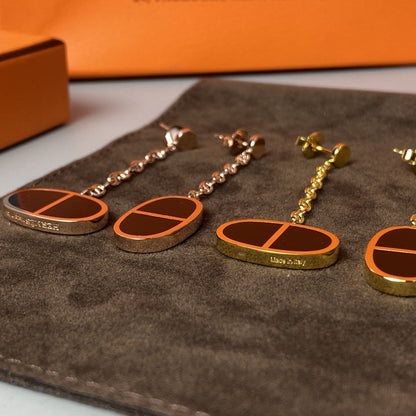 [LOXURA]CHAINE VERSO BLACK CERAMIC EARRINGS