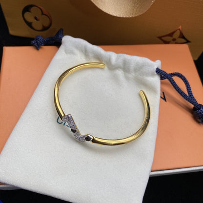 [LOXURA]VOLTE UPSITE DOWN DIAMOND GOLD OPEN BRACELET