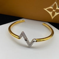 [LOXURA]VOLTE UPSITE DOWN DIAMOND GOLD OPEN BRACELET