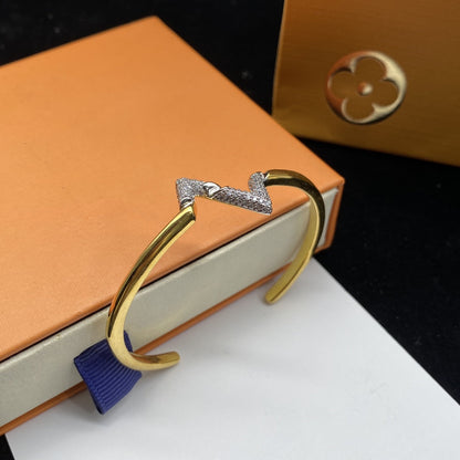 [LOXURA]VOLTE UPSITE DOWN DIAMOND GOLD OPEN BRACELET