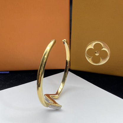[LOXURA]VOLTE UPSITE DOWN DIAMOND GOLD OPEN BRACELET