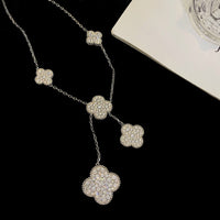 [LOXURA]CLOVER 5 MOTIFS SILVER DIAMONDS NECKLACE