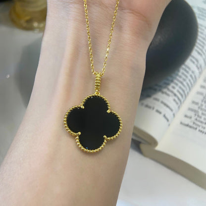 [LOXURA]CLOVER 25MM NECKLACE GOLD ONYX