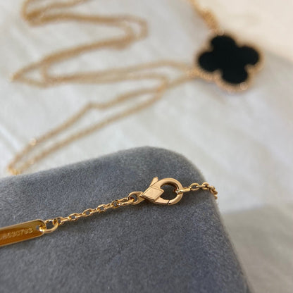 [LOXURA]CLOVER 25MM NECKLACE GOLD ONYX