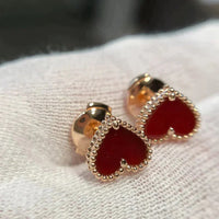 [LOXURA]HEART CARNELIAN STUD EARRINGS