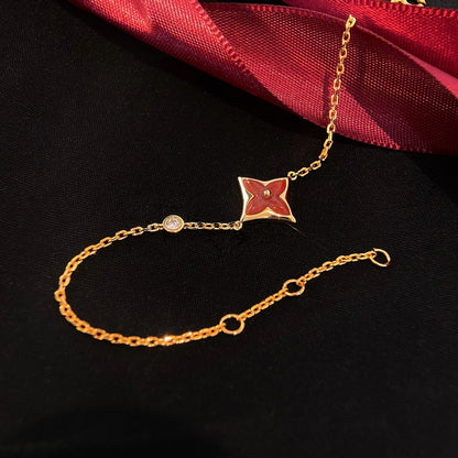 [LOXURA]COLOR STAR CARNELIAN PINK GOLD DIAMOND BRACELET