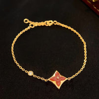 [LOXURA]COLOR STAR CARNELIAN PINK GOLD DIAMOND BRACELET