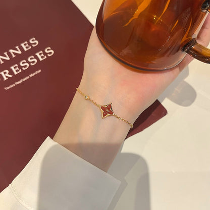 [LOXURA]COLOR STAR CARNELIAN PINK GOLD DIAMOND BRACELET