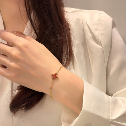 [LOXURA]COLOR STAR CARNELIAN PINK GOLD DIAMOND BRACELET