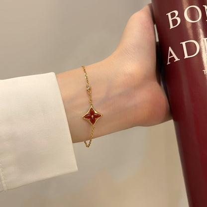 [LOXURA]COLOR STAR CARNELIAN PINK GOLD DIAMOND BRACELET