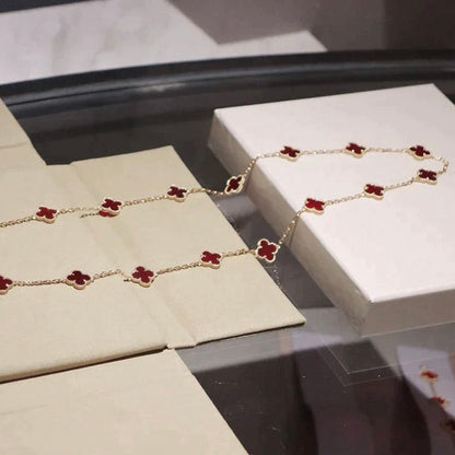 [LOXURA]CLOVER 20 MOTIFS CARNELIAN NECKLACE
