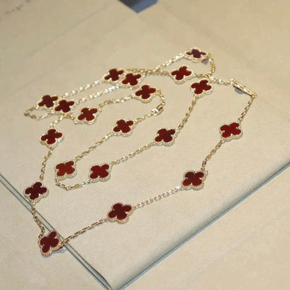 [LOXURA]CLOVER 20 MOTIFS CARNELIAN NECKLACE