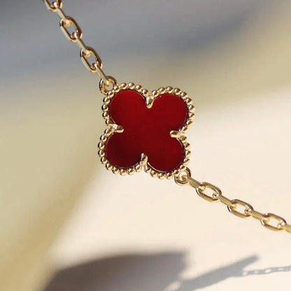 [LOXURA]CLOVER 20 MOTIFS CARNELIAN NECKLACE