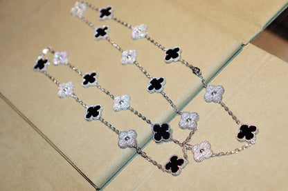 [LOXURA]CLOVER 20 MOTIFS ONYX DIAMOND SILVER