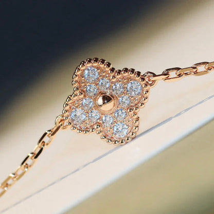 [LOXURA]CLOVER 20 MOTIFS DARK MOP DIAMOND  NECKLACE