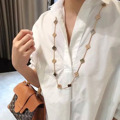 [LOXURA]CLOVER 20 MOTIFS DARK MOP DIAMOND  NECKLACE