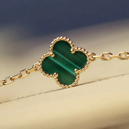 [LOXURA]CLOVER 20 MOTIFS MALACHITE DIAMOND NECKLACE