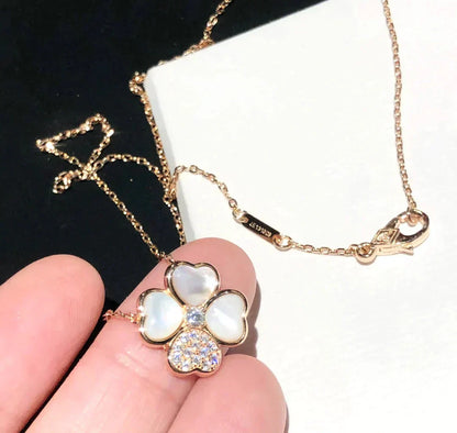 [LOXURA]CLOVER MOP DIAMOND ROSE GOLD NECKLACE