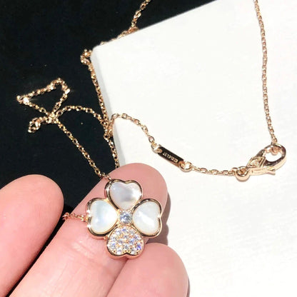 [LOXURA]CLOVER MOP DIAMOND ROSE GOLD NECKLACE