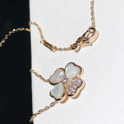 [LOXURA]CLOVER MOP DIAMOND ROSE GOLD NECKLACE