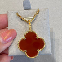 [LOXURA]CLOVER 25MM NECKLACE GOLD CARNELIAN