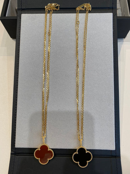 [LOXURA]CLOVER 25MM NECKLACE GOLD CARNELIAN