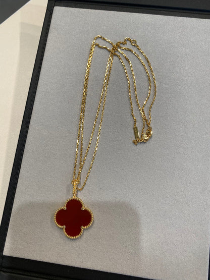 [LOXURA]CLOVER 25MM NECKLACE GOLD CARNELIAN