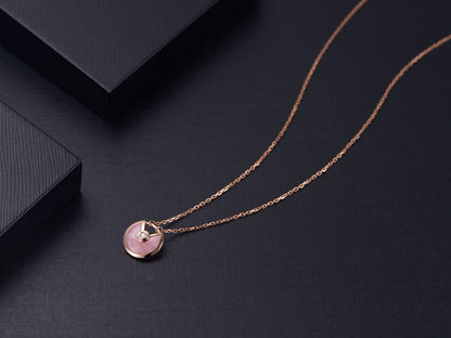 [LOXURA]AMULETTE ROSE GOLD PINK MOP NECKLACE