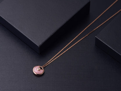 [LOXURA]AMULETTE ROSE GOLD PINK MOP NECKLACE