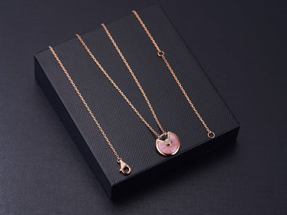 [LOXURA]AMULETTE ROSE GOLD PINK MOP NECKLACE