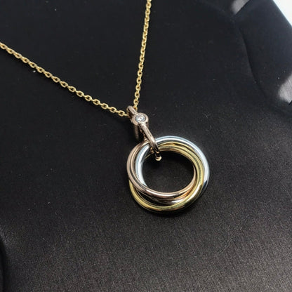 [LOXURA]TRINITY SILVER GOLD PINK GOLD NECKLACE