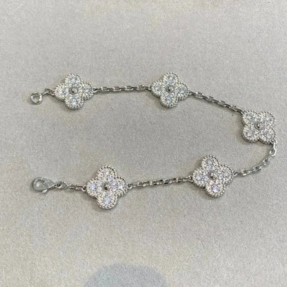 [LOXURA] CLOVER 5 MOTIF FULL DIAMOND BRACELET COLLECTION