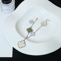 [LOXURA]CLOVER BRACELET 5 MOTIFS MOP CHALCEDONY SILVER