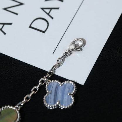 [LOXURA]CLOVER BRACELET 5 MOTIFS MOP CHALCEDONY SILVER