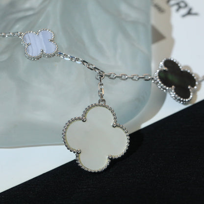 [LOXURA]CLOVER BRACELET 5 MOTIFS MOP CHALCEDONY SILVER