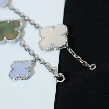 [LOXURA]CLOVER BRACELET 5 MOTIFS MOP CHALCEDONY SILVER