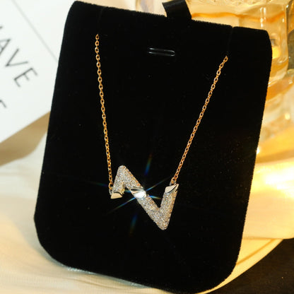 [LOXURA]VOLT SILVER DIAMOND PEDANT NECKLACE