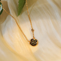 [LOXURA]SUN PEDANT PINK GOLD 1 DIAMOND NECKLACE