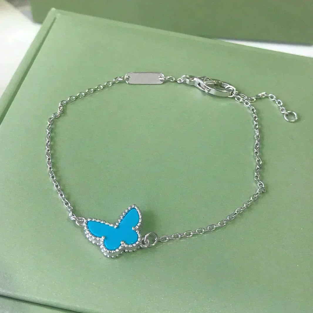 [LOXURA]BUTTERFLY TURQUOISE BUTTERFLY BRACELET SILVER